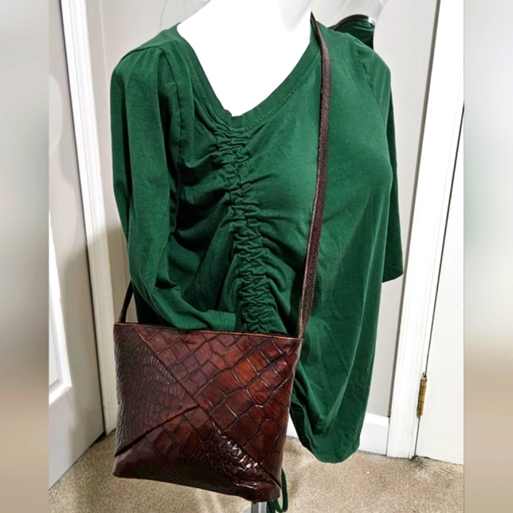 SHARIF Crocodile Leather Crossbody Bag - Picture 12 of 13